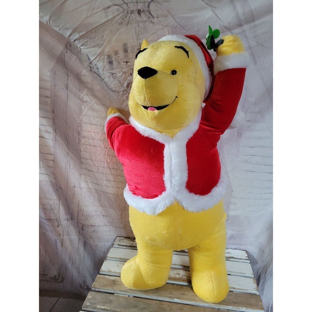Gemmy stuffed large Winnie the Pooh Xmas 25" decor mistletoe plush door greeting